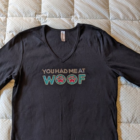 BLING!  You had me at Woof! Fitted Tee Shirt - Picture 1 of 6